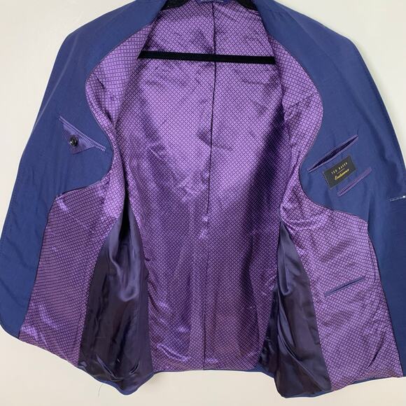 Ted Baker Endurance Size 42R Men's Wool Sport Coat Blazer Jacket Blue Business - Picture 7 of 12